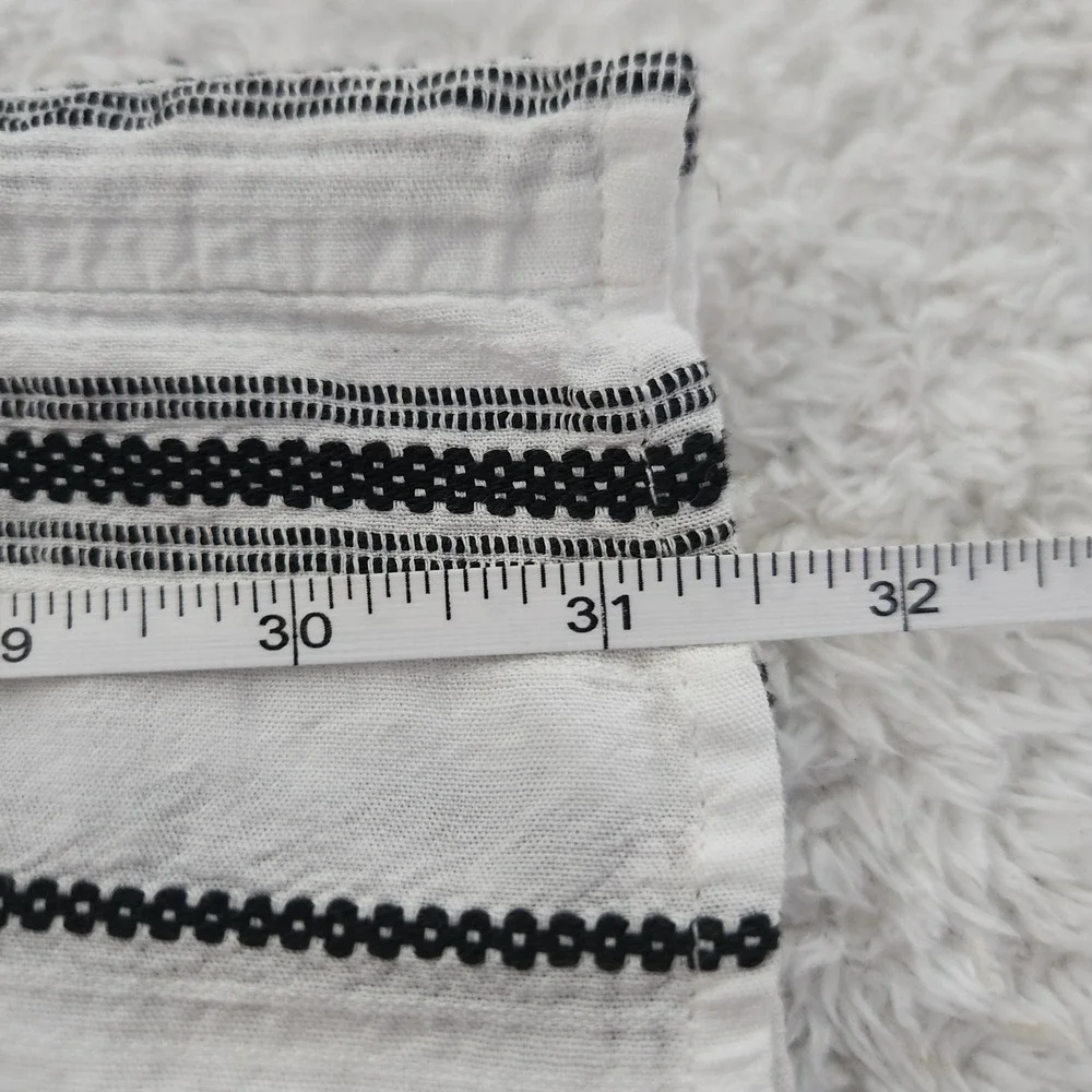 Blue Rain Womens Striped Wide Leg Cropped Pants Black White Linen Blend Medium‎ - Picture 7 of 8